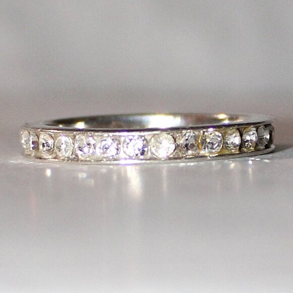 Sterling Silver Crystal in Paste Eternity Band Styled Ring - Picture 2 of 5